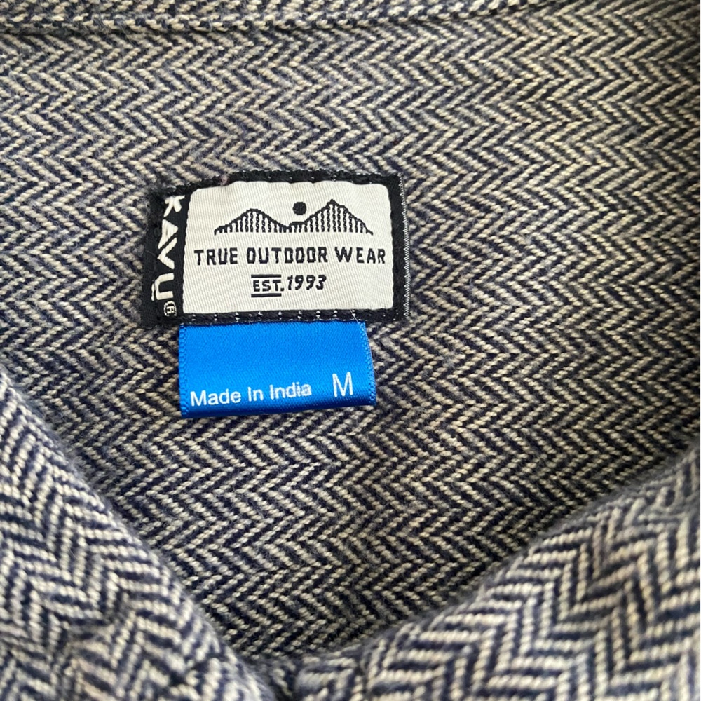 Kavu Women’s Medium Gray Long Sleeve Flannel Shirt Elbow Patches Pockets Hiking - Picture 6 of 9